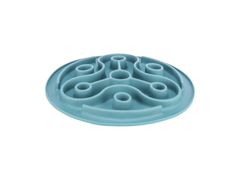 Protihltací talíř Slow feeding TRIANGL, k pomalému krmení, TPE, ø 28 cm, modrá Oblíbený