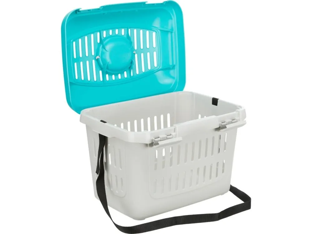 Přepravka CAPRI MIDI s víkem 44x33x32cm šedá/modrá TR Akce