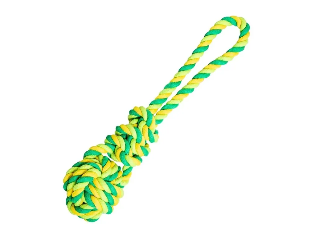 Přetahovadlo míč s uzlem HipHop bavlněné 23 cm / 90 g limetková, zelená Výprodej