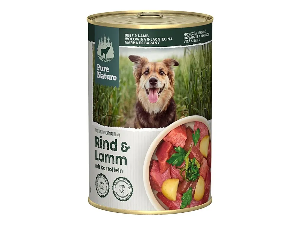 Rychlé Dodání Pure Nature Dog Adult konzerva Hovězí a Jehněčí 400g