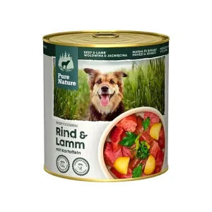 Dokud Zásoby Vydrží Pure Nature Dog Adult konzerva Hovězí a Jehněčí 800g