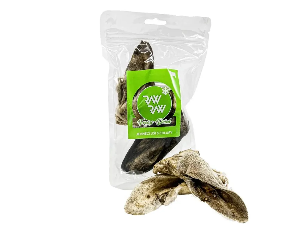 RAW RAW Freeze Dried Jehněčí uši s chlupy 2ks Nízká Cena