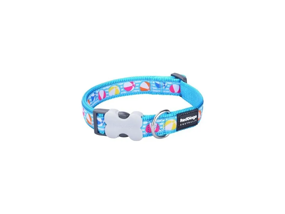 Red Dingo obojek – Beach Ball Turquoise – 25 mm x 41-63 cm Sleva