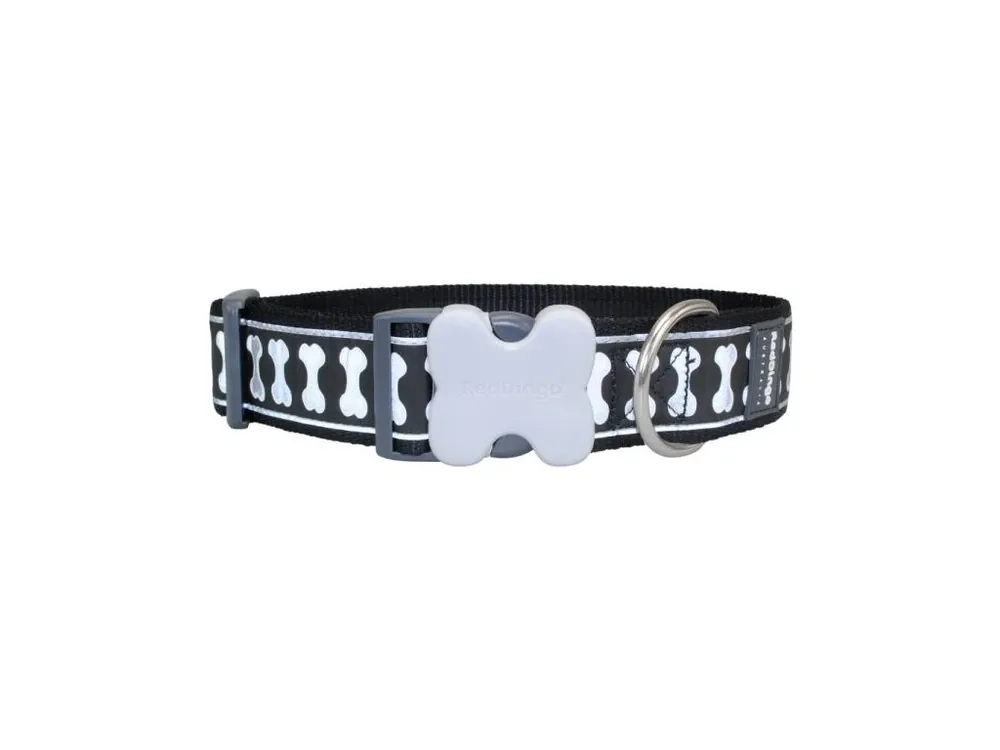 Super Cena Red Dingo obojek – Bones Black – 40 mm x 37-55 cm