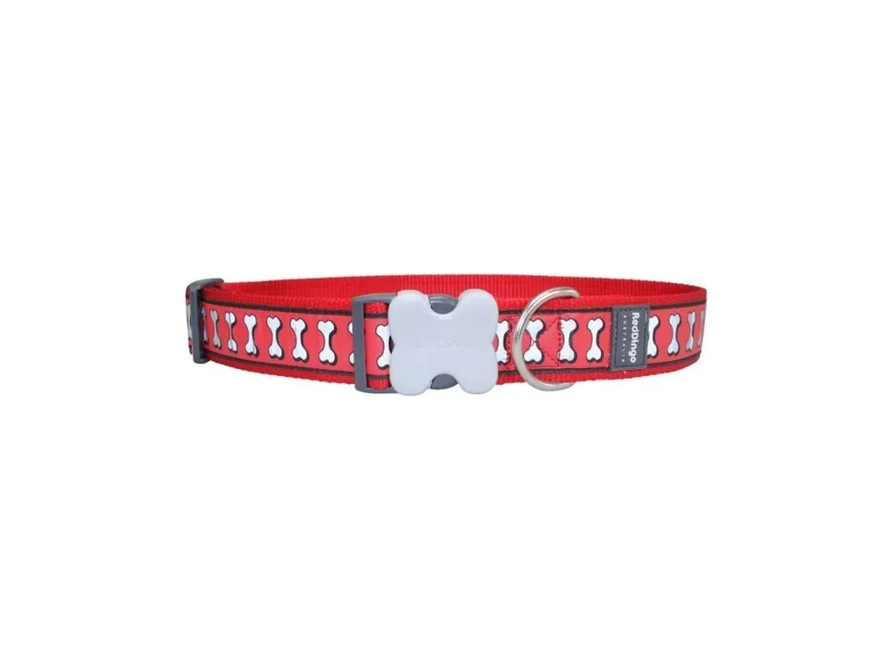 Red Dingo obojek – Bones Red – 40 mm x 50-80 cm Sezónní Sleva