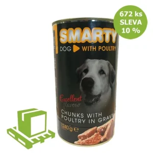SMARTY Dog Drůbeží chunks, konzerva 1240 g (paleta 672 ks) SLEVA 10 % Levný