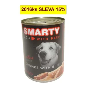 SMARTY Dog Hovězí chunks, konzerva 410 g Akční Nabídka