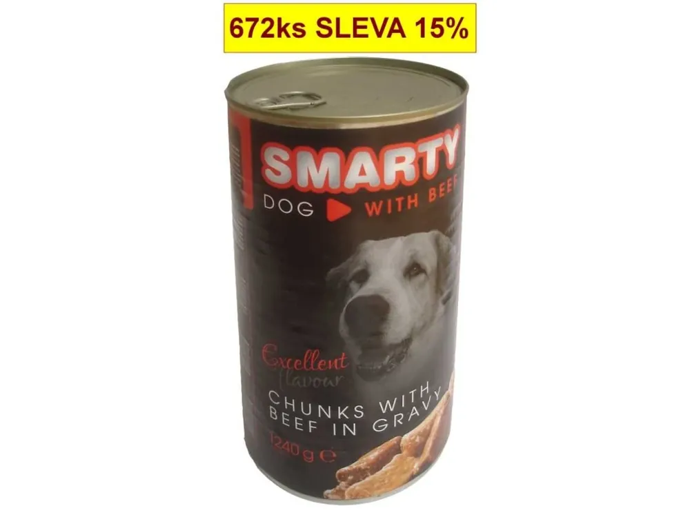 SMARTY Dog Hovězí chunks. konzerva 1240 g Víkendová Akce