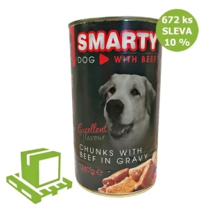 SMARTY Dog Hovězí chunks. konzerva 1240 g (paleta 672 ks) SLEVA 10 % Vrácení Zdarma