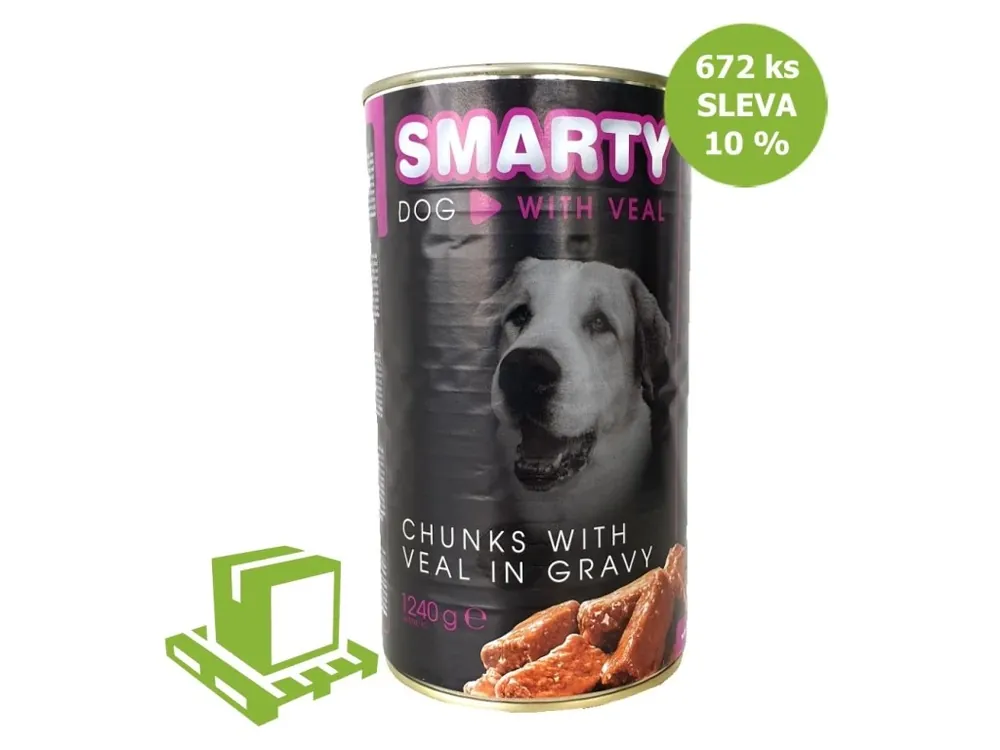 Objednat Nyní SMARTY Dog Telecí chunks, konzerva 1240 g (paleta 672 ks) SLEVA 10 %