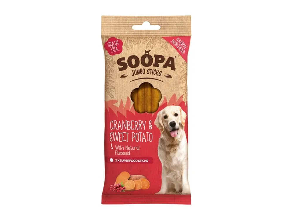 Soopa Dentální tyčinky Jumbo s brusinkami a batáty 170 g Objednat Nyní