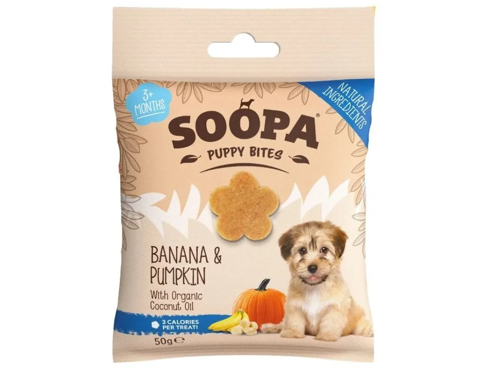 Sleva Soopa Healthy Bites Puppy s banánem a dýní 50 g