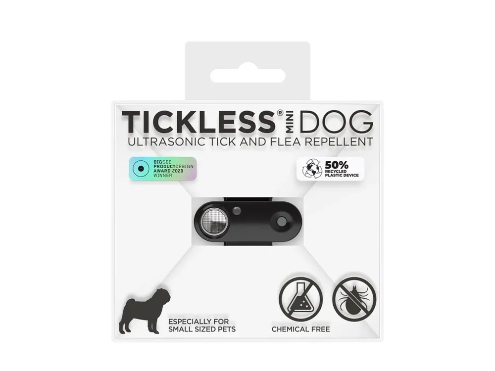 TICKLESS® Mini Nabíjecí ultrazvukový odpuzovač klíšťat pro psy a kočky Jet Black Značkový