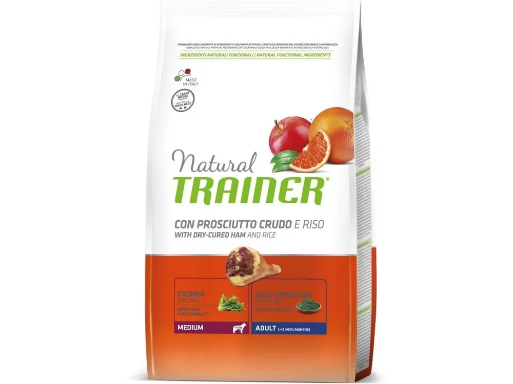 Top Prodej TRAINER Natural Medium Adult Prosciutto a ryze 12kg