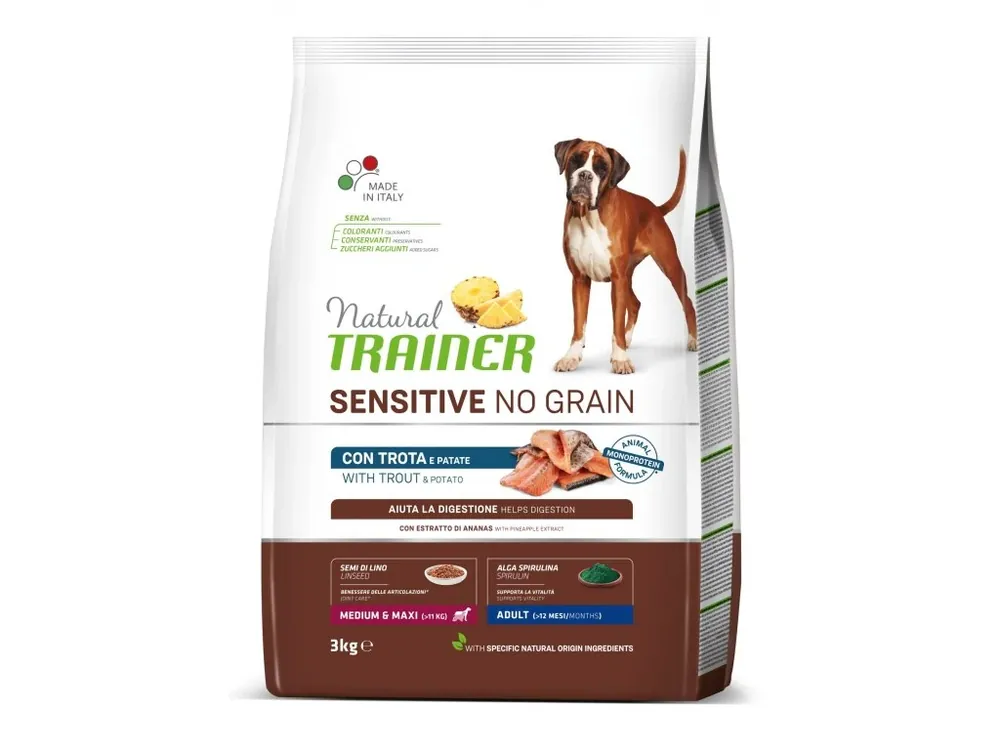 Trainer Natural Sensitive dog NO GRAIN M/M pstruh 3kg Aktuální