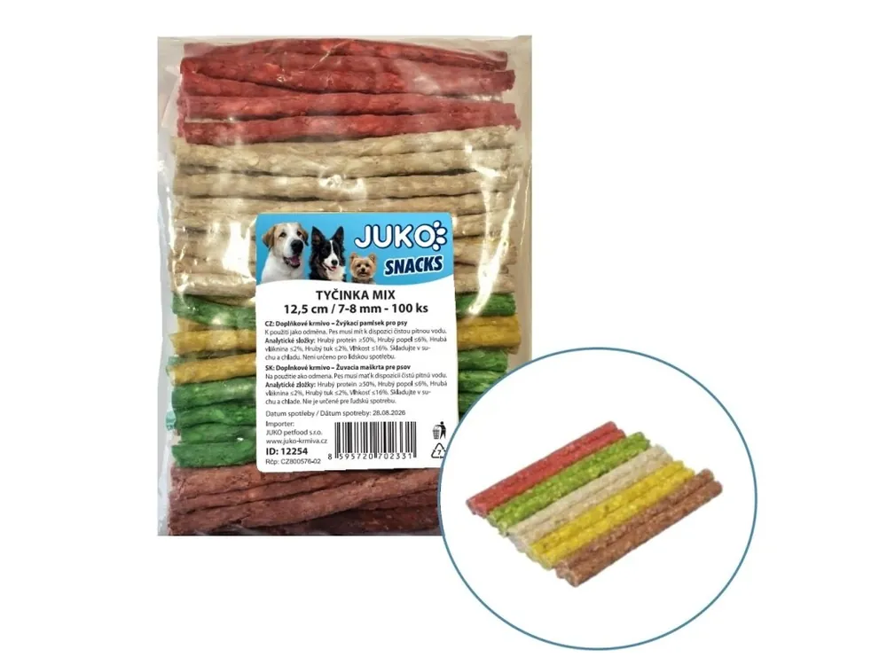 Super Cena Tyčinka mix JUKO Snacks 12,5 cm, 7 - 8 mm (100 ks)