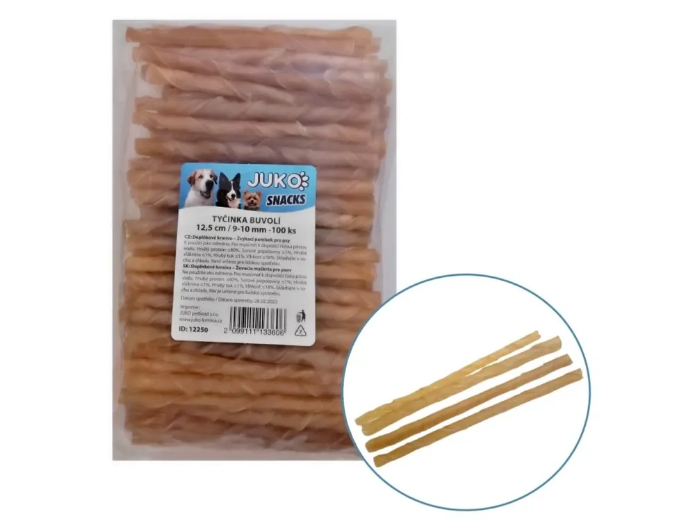 Expresní Doručení Tyčinka buvolí JUKO Snacks 12,5 cm, 9 - 10 mm (100 ks)