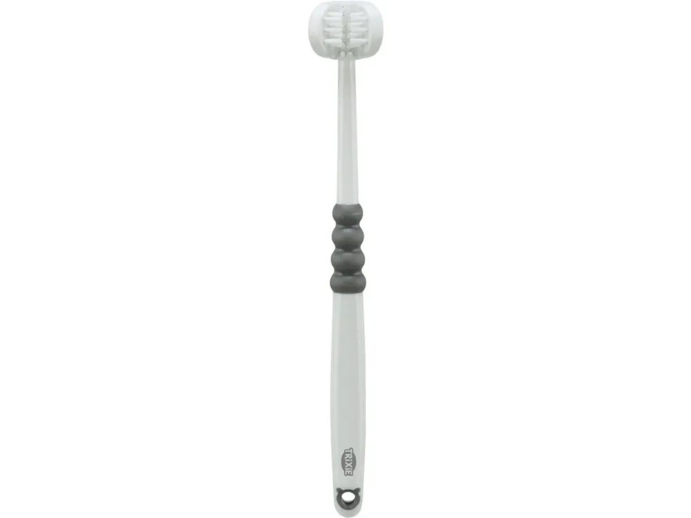 Tříhlavý zubní kartáček pro psy/kočky, 18 cm, bílá/šedá Super Cena