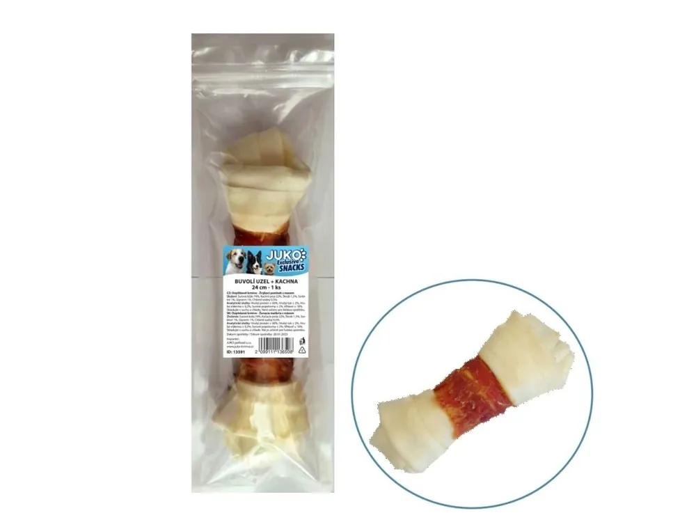 Uzel buvolí s kachním masem JUKO Snacks 24cm (1 ks) Vysoce Kvalitní