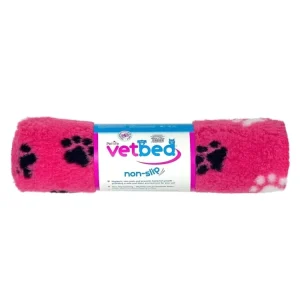 Kup Teď Vetbed protiskluz / Drybed růžová černé a bílé packy DELUXE 75 x 50 cm, vlas 30 mm