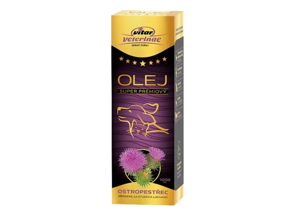 Vitar Veterinae Ostropestřec olej 1000 ml Vysoce Kvalitní
