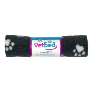 Tovární Cena Vetbed protiskluz / Drybed grafitová modré a bílé packy DELUXE 150 x 100 cm, vlas 30 mm