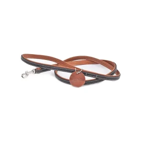 Hit Sezóny Vodítko kožené Soft černé/hnědé (122cm/1,3cm)