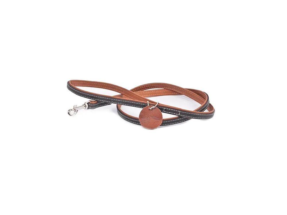 Hit Sezóny Vodítko kožené Soft černé/hnědé (122cm/1,3cm)