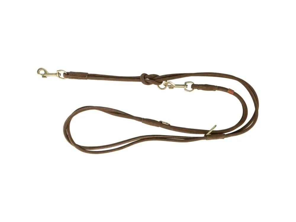 Bezpečná Platba Vodítko PURE kožené kulaté nastavitelné, S 2 m/ 10 mm, hnědá