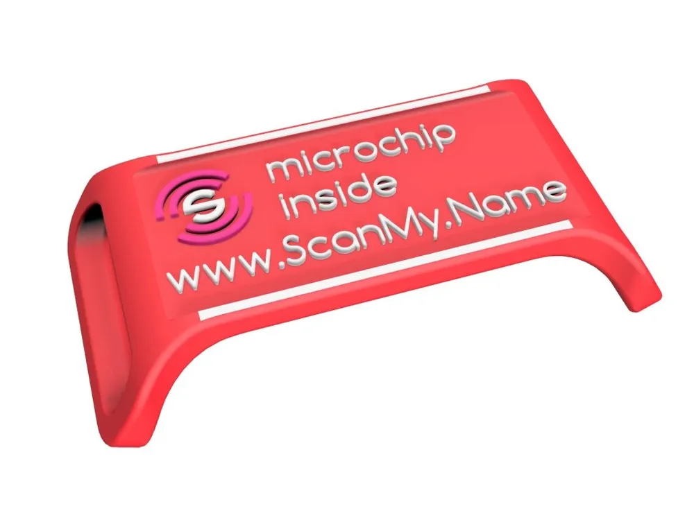 Výprodej - ScanMy.Name chytrá psí známka s čipem - Červená Levný