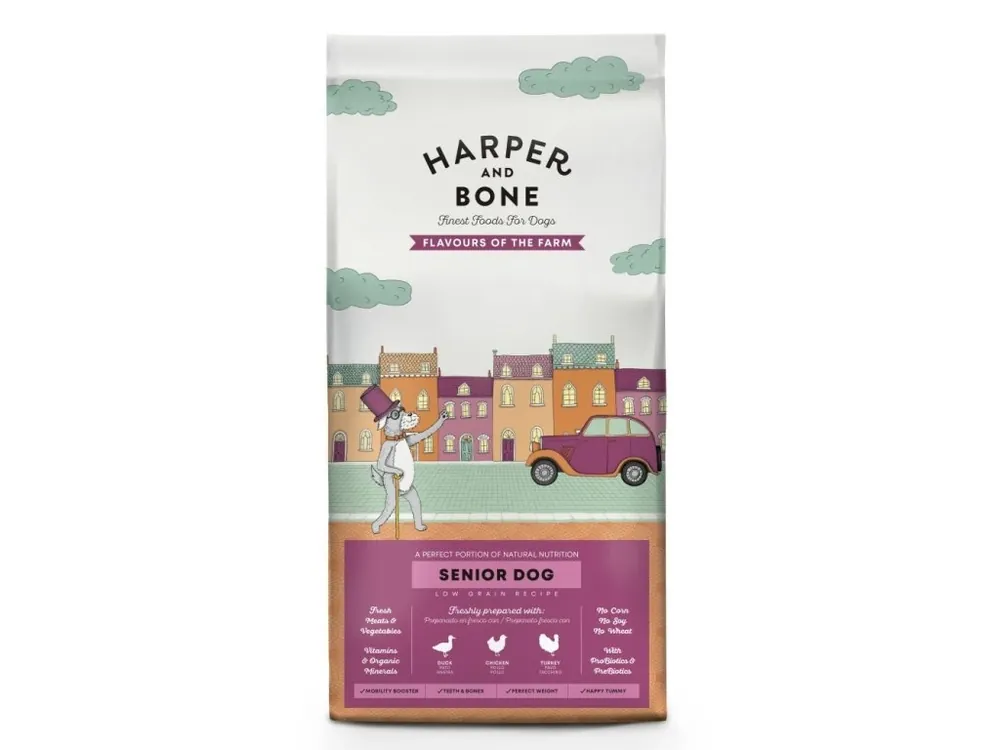 Vzorek Harper and Bone Dog Senior Light příchutě farmy 100 g Sezónní Sleva