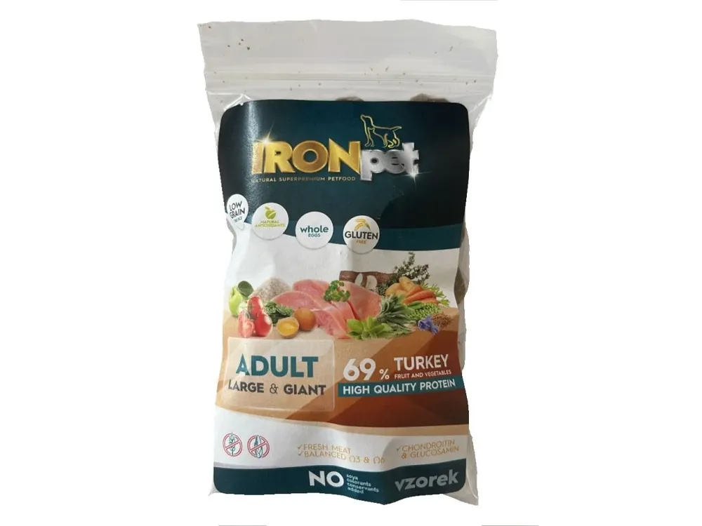 Časově Omezené Vzorek IRONpet Dog Adult Large & Giant Turkey (Krocan) 70 g