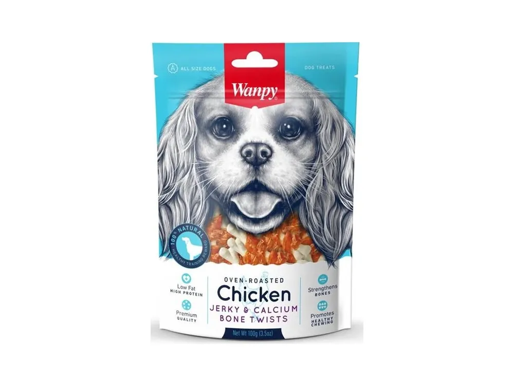 Akční Nabídka Wanpy Dog Chicken Jerky & Calcium Bone Twists 100 g