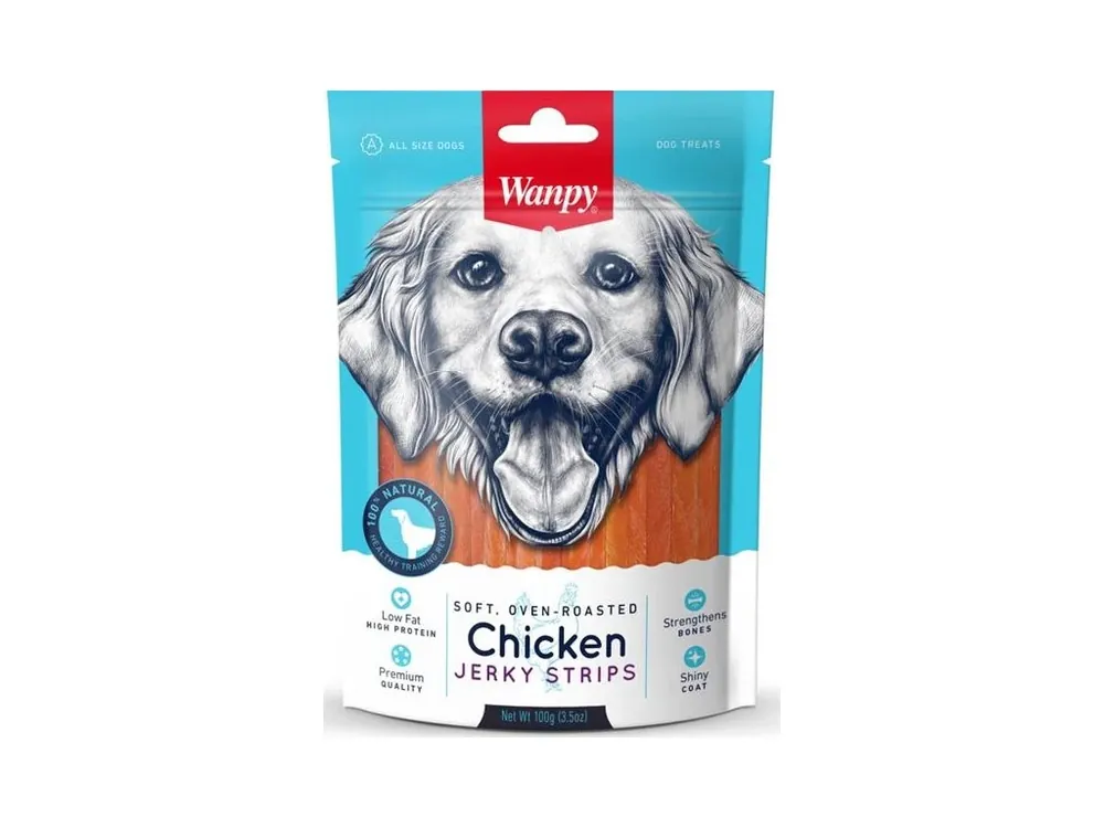 Značkový Wanpy Dog Soft Chicken Jerky Strips 100 g