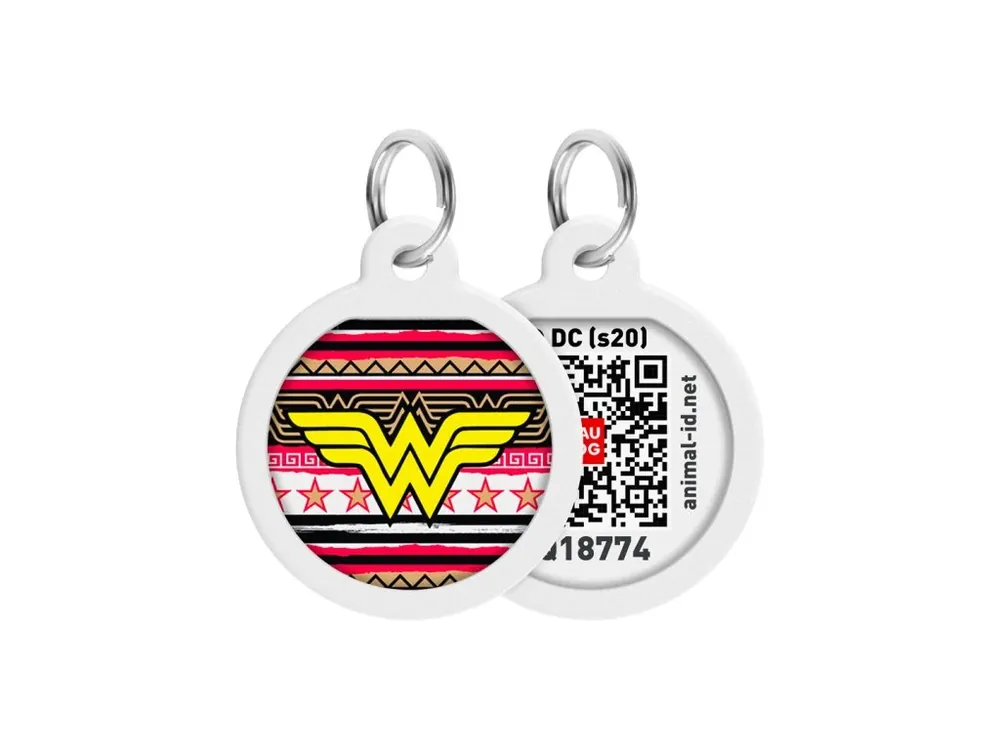 WAUDOG chytrá ID známka s QR tagem DC Wonder Woman logo Red Vysoce Kvalitní