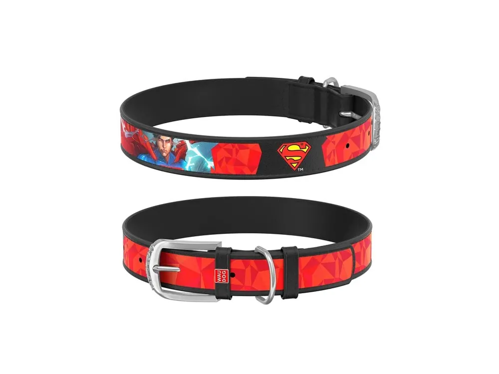 WAUDOG obojek kožený DC Superman (29-38cm/2cm) Tovární Cena