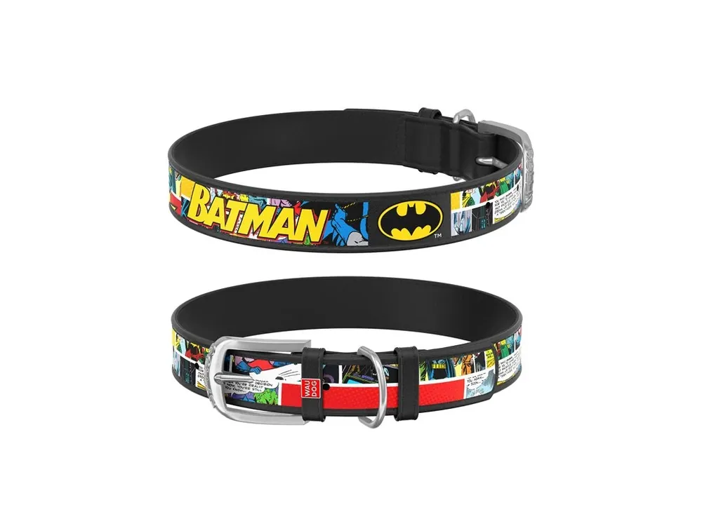 Vrácení Zdarma WAUDOG obojek kožený DC Batman komiks (37-48cm/2,5cm)