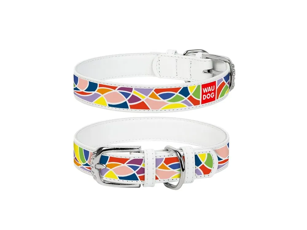 Víkendová Akce WAUDOG obojek kožený Vitrage bílý (38-49cm/2,5cm)