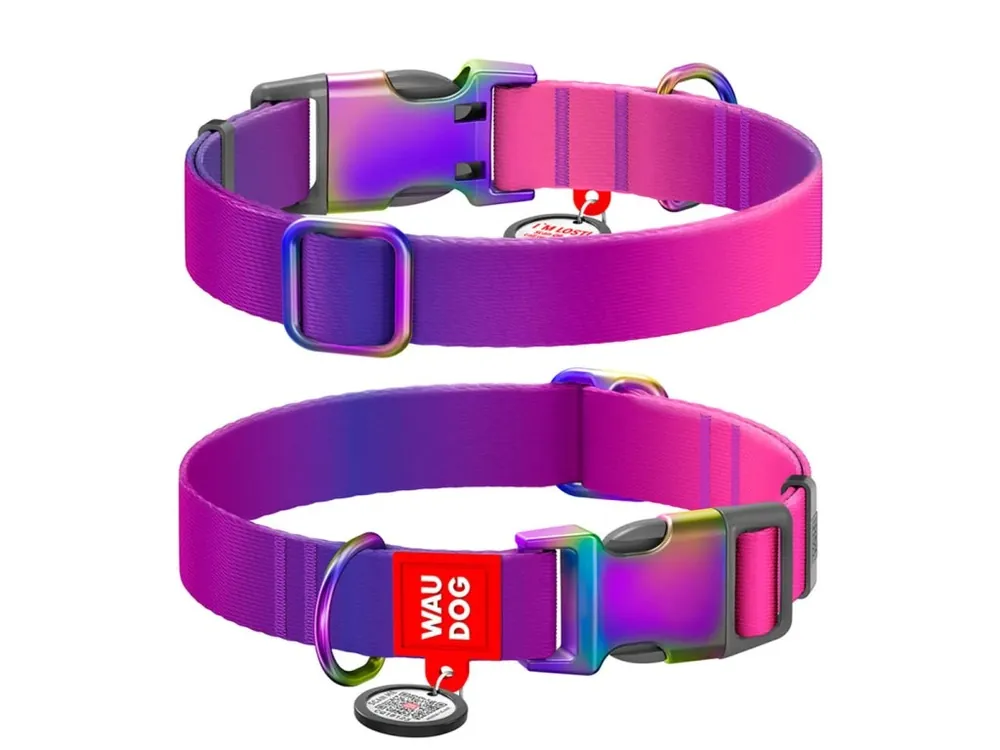 WAUDOG obojek nylon Gradient fialovo-růžový QR (XL/37-58cm/2,5cm) Nejprodávanější