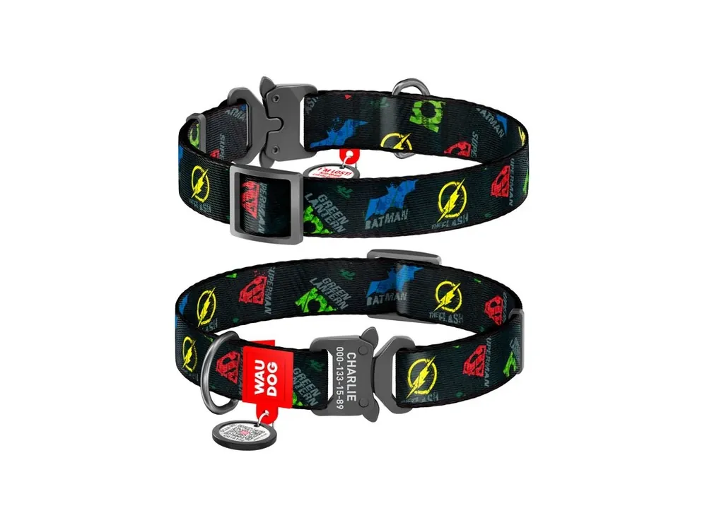 Akční Cena WAUDOG obojek nylonový DC Justice League Fastex QR (28-40cm/2cm)