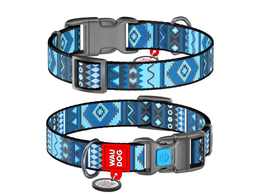 WAUDOG obojek nylonový Ethno Blue QR (25-35cm/1,5cm) Nejlepší Cena