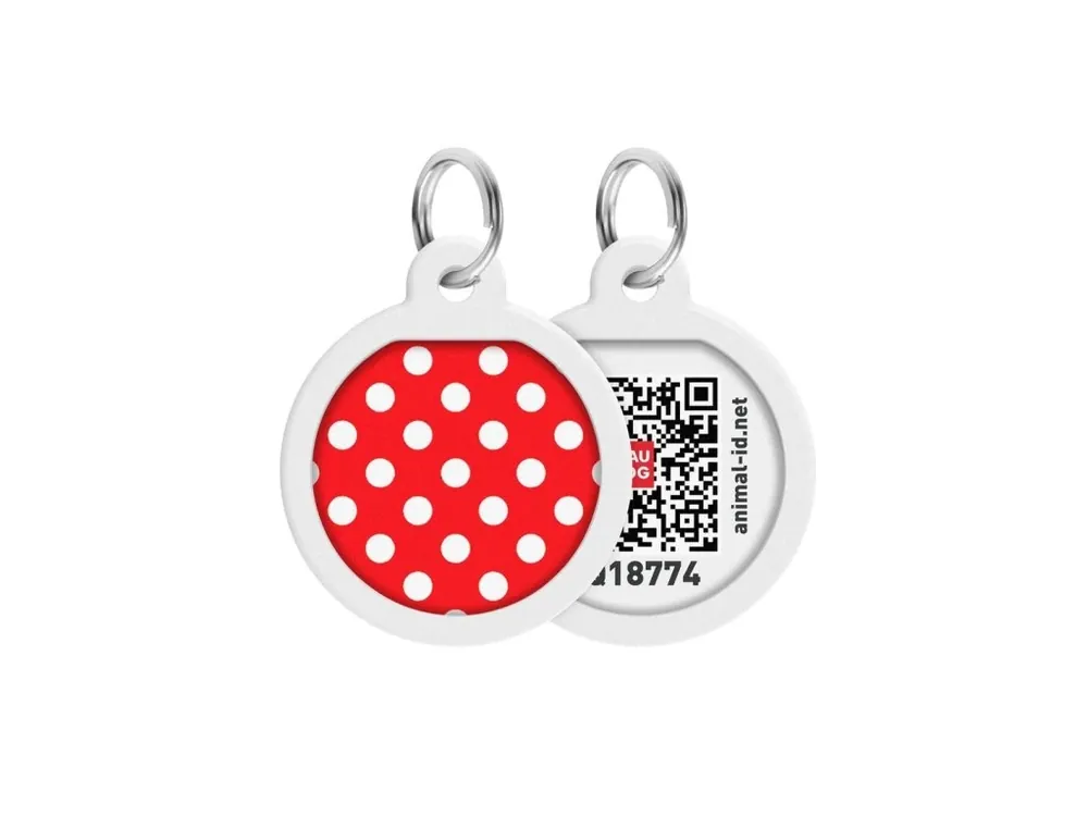 WAUDOG chytrá ID známka s QR tagem Červená s puntíky Jen Po Omezenou Doba