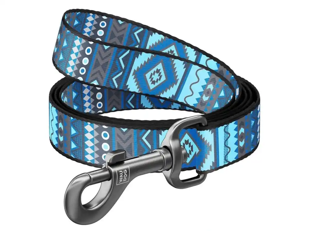 Vysoce Kvalitní WAUDOG vodítko nylonové Ethno Blue (122cm/2,5cm)