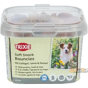 Ověřený Soft Snack BOUNCIES mini kostičky kuřecí, jehněčí, dršťky 140 g