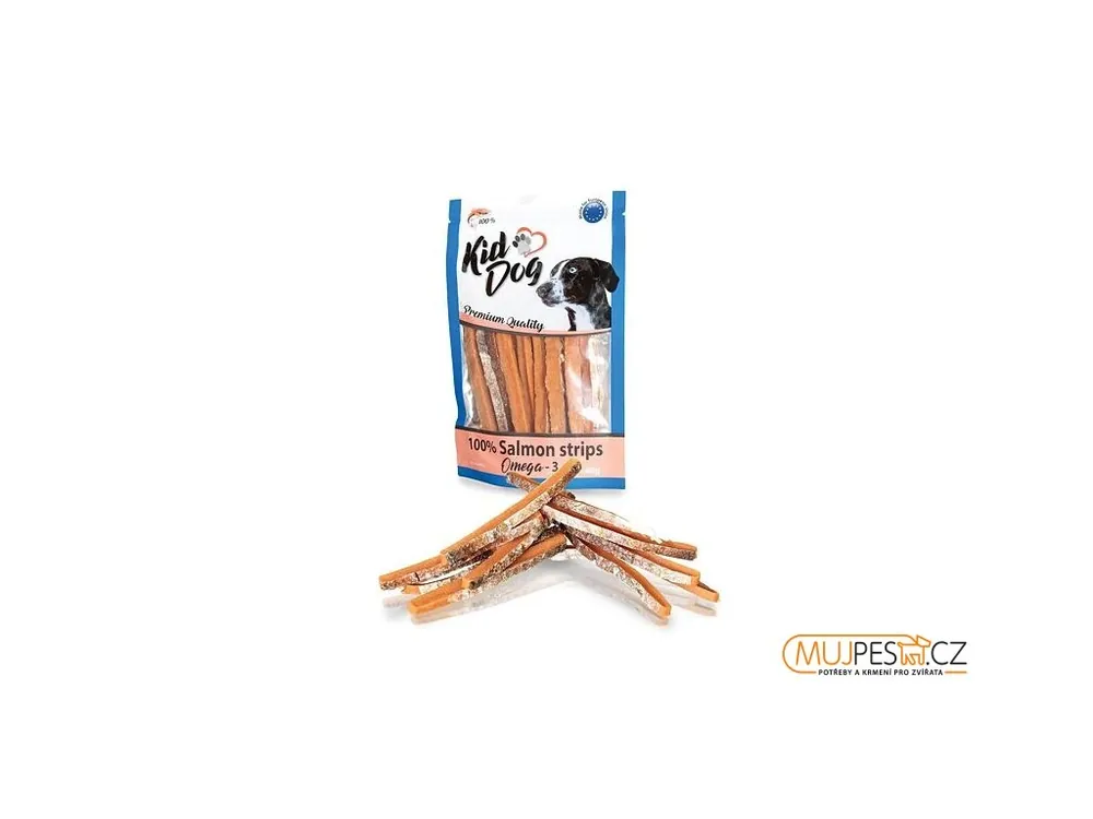 KIDDOG 100% lososové proužky 80 g Novinka
