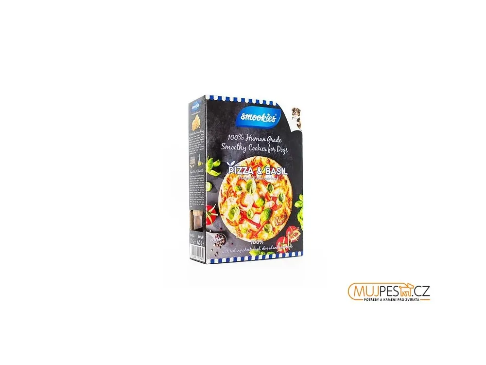SMOOKIES Premium PIZZA BASIL - sušenky příchuť pizza a bazalka 100% human grade, 200g Autentický