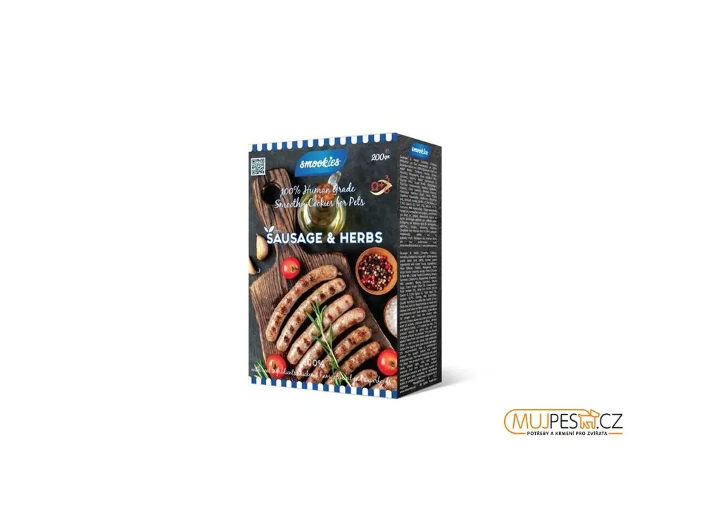 SMOOKIES Premium SAUSAGE - klobáskové sušenky 100% human grade, 200g Speciální Cena