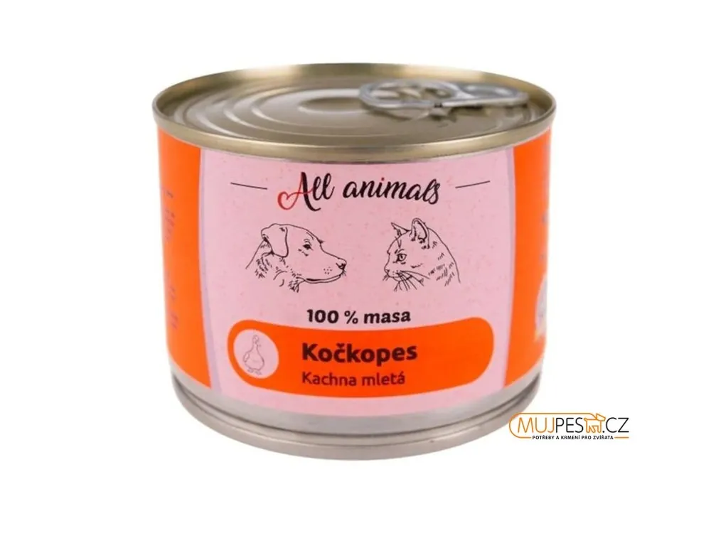 Odeslání Ihned ALL ANIMALS Kočkopes konz. kachna mletá 200g