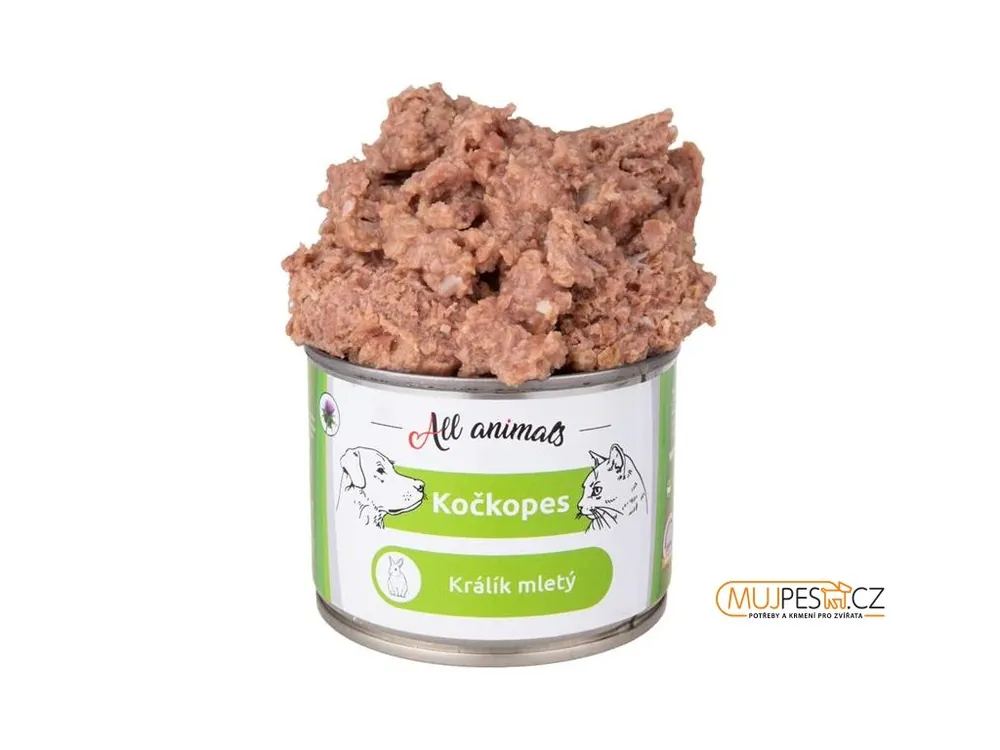 ALL ANIMALS Kočkopes konz. Králík mletý 200g Horká Nabídka
