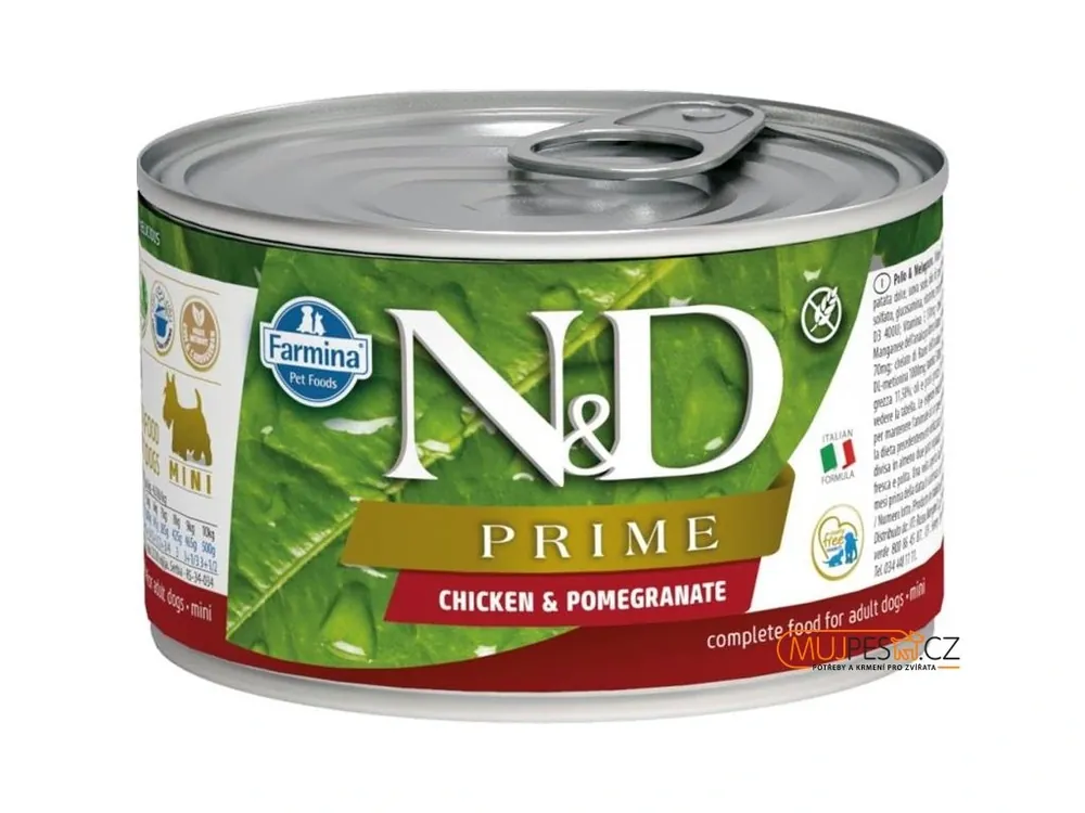N&D PRIME Dog konz. Chicken & Pomegranate Mini 140 g Omezená Nabídka